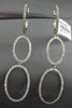 ESTATE .93CT DIAMOND 18KT WHITE GOLD 3D DOUBLE OPEN OVAL HUGGIE HANGING EARRINGS