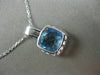 ESTATE 3.08CT DIAMOND & BLUE TOPAZ 14KT WHITE GOLD SQUARE HALO FLOATING PENDANT