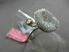 ESTATE LARGE 1.65CT DIAMOND 18K WHITE & YELLOW GOLD HANDCRAFTED FLOWER LEAF RING