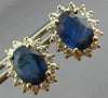 LARGE 3.33CT DIAMOND & SAPPHIRE 14K YELLOW GOLD OVAL FLOWER STUD EARRINGS #25968