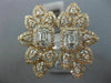 ESTATE LARGE 1.70CT ROUND & BAGUETTE DIAMOND 14KT WHITE & ROSE GOLD FLOWER RING