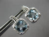 2.13CT DIAMOND & AAA AQUAMARINE 14KT WHITE GOLD CUSHION & ROUND HANGING EARRINGS
