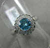 ESTATE WIDE 1.27CT DIAMOND & AAA BLUE TOPAZ 14KT WHITE GOLD HALO ENGAGEMENT RING