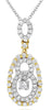 .60CT DIAMOND 18KT 2 TONE GOLD 3D SOLITAIRE OVAL LOVE KNOT FUN FLOATING PENDANT