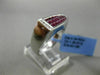 ESTATE 1.94CT DIAMOND & PRINCESS CUT AAA RUBY 18KT WHITE GOLD 3D MENS RING