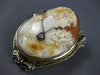 ANTIQUE EXTRA LARGE .38CT DIAMOND & EMERALD 14K WHITE GOLD BROOCH PENDANT #26824