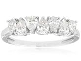 WIDE 1.0CT DIAMOND 14K WHITE GOLD 3D PEAR SHAPE 7 STONE WEDDING ANNIVERSARY RING