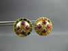 ANTIQUE LARGE 2.50CT AAA ROUND RUBY 18KT YELLOW GOLD CABOCHON EARRINGS #19166