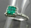 ESTATE 1.31CT AAA EMERALD & DIAMOND 14KT WHITE GOLD HALO ENGAGEMENT RING #22244
