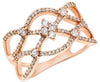 ESTATE .47CT DIAMOND 14KT ROSE GOLD 3D FLOWER INFINITY LOVE RING