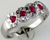 ESTATE .43CT DIAMOND & AAA RUBY 14KT WHITE GOLD 3D MULTI HEART ETOILE LOVE RING