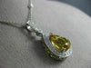 ESTATE 4.48CT DIAMOND & AAA YELLOW SAPPHIRE 14K WHITE GOLD PEAR SHAPE NECKLACE