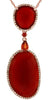 LARGE .47CT DIAMOND & AAA ORANGE SAPPHIRE & RED AGATE 14K ROSE GOLD HALO PENDANT