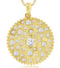 .55CT DIAMOND 14K YELLOW GOLD CIRCULAR ETOILE MATTE & SHINY FUN FLOATING PENDANT