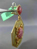 LARGE 1.1CT DIAMOND & PINK AGATE 18K ROSE & YELLOW GOLD OCTAGON HANGING EARRINGS
