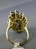 ESTATE LARGE 3.56CT DIAMOND & AAA SAPPHIRE 14KT YELLOW GOLD FLOWER COCKTAIL RING