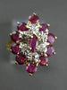 ESTATE LARGE 1.26CT DIAMOND & AAA RUBY 14K TWO TONE GOLD 3D COCKTAIL RING #19191