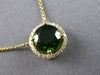ESTATE LARGE 2.14CT DIAMOND & AAA GREEN GARNET 14KT YELLOW GOLD 3D HALO NECKLACE
