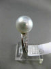 ESTATE .14CT DIAMOND 14KT WHITE GOLD AAA SOUTH SEA PEARL 3D PAVE SOLITAIRE RING
