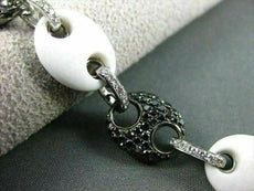 ESTATE WIDE 23.38CT DIAMOND & WHITE AGATE 18KT WHITE GOLD FUN BRACELET BEAUTIFUL