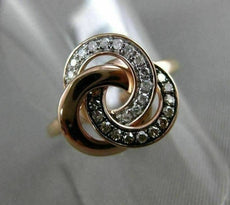 ESTATE WHITE & CHOCOLATE FANCY DIAMOND 14KT ROSE GOLD INFINITY FLOWER LOVE RING
