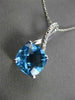 ESTATE LARGE 4.52CT DIAMOND & AAA BLUE TOPAZ 14K WHITE GOLD LUCIDA PENDANT CHAIN