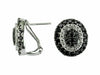 1.39CT WHITE & BLACK DIAMOND 14KT WHITE GOLD CLUSTER OVAL HALO CLIP ON EARRINGS