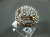ESTATE EXTRA LARGE 1.50CT DIAMOND 14KT WHITE & ROSE GOLD CLUSTER MULTI ROW RING