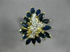 ESTATE LARGE 3.40CT DIAMOND & AAA SAPPHIRE 14K 2 TONE GOLD 3D FLOWER RING 20815