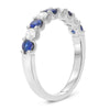 ESTATE .79CT DIAMOND & AAA SAPPHIRE 14KT WHITE GOLD NINE STONE ANNIVERSARY RING