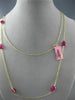 ESTATE LONG 21.37CT AAA RUBIES 14KT YELLOW GOLD 3D TEAR DROP PEAR SHAPE NECKLACE