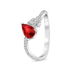 .98CT DIAMOND & AAA RUBY 14K WHITE GOLD PEAR SHAPE & ROUND DOUBLE SOLITAIRE RING
