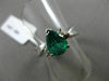 ESTATE WIDE 1.40CT ROUND DIAMOND & AAA EMERALD 14K WHITE GOLD 3D ENGAGEMENT RING