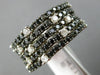 WIDE 3.75CT WHITE & BLACK DIAMOND 14KT WHITE GOLD 3D MULTI ROW ANNIVERSARY RING
