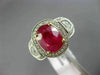 ESTATE LARGE EGL 3.76CT DIAMOND & RUBY 18K TWO TONE GOLD 3 STONE ENGAGEMENT RING