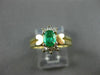 ESTATE .60CT DIAMOND & EMERALD 14K WHITE & YELLOW GOLD FLOWER COCKTAIL RING #804
