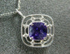 ESTATE .79CT DIAMOND & AAA AMETHYST 14K WHITE GOLD 3D SQUARE DOUBLE HALO PENDANT