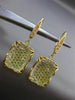 ESTATE LARGE 2.15CT DIAMOND & TOPAZ 18K YELLOW GOLD RECTANGULAR HANGING EARRINGS