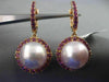 LARGE 1.60CT AAA AMETHYST & PINK SOUTH SEA PEARL 18KT ROSE GOLD HANGING EARRINGS