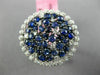 ESTATE LARGE 2.20CT DIAMOND & SAPPHIRE 14KT WHITE GOLD CLUSTER ROUND FLOWER RING
