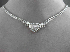 ESTATE .39CT ROUND DIAMOND 14KT WHITE GOLD PAVE HEART NECKLACE F/G VS  #11994