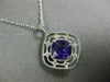 ESTATE .79CT DIAMOND & AAA AMETHYST 14K WHITE GOLD 3D SQUARE DOUBLE HALO PENDANT
