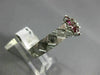 ANTIQUE .60CT OLD MINE DIAMOND & AAA RUBY 14KT WHITE GOLD 3D FLOWER RING #21685