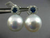 EXTRA LARGE .84CT DIAMOND AAA SAPPHIRE & SOUTH SEA PEARL 18K WHITE GOLD EARRINGS