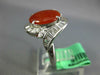 ESTATE WIDE 4.0CT DIAMOND & AAA RED JADEITE 14KT WHITE GOLD OVAL HEART LOVE RING