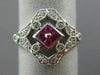 ESTATE WIDE .51CT DIAMOND & AAA RUBY 14KT WHITE GOLD OPEN ROUND HEXAGON FUN RING