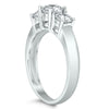 ESTATE LARGE 1.46CT DIAMOND 14KT WHITE GOLD 3D 3 STONE CLASSIC ENGAGEMENT RING