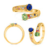 WIDE 1.10CT DIAMOND & AAA MULTI COLOR SAPPHIRE 14K YELLOW GOLD 3D OVAL LOVE RING