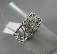 ANTIQUE WIDE .25CT DIAMOND 18KT WHITE GOLD FILIGREE FLOWER ETERNITY RING #264