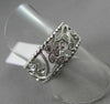 ANTIQUE WIDE .25CT DIAMOND 18KT WHITE GOLD FILIGREE FLOWER ETERNITY RING #264